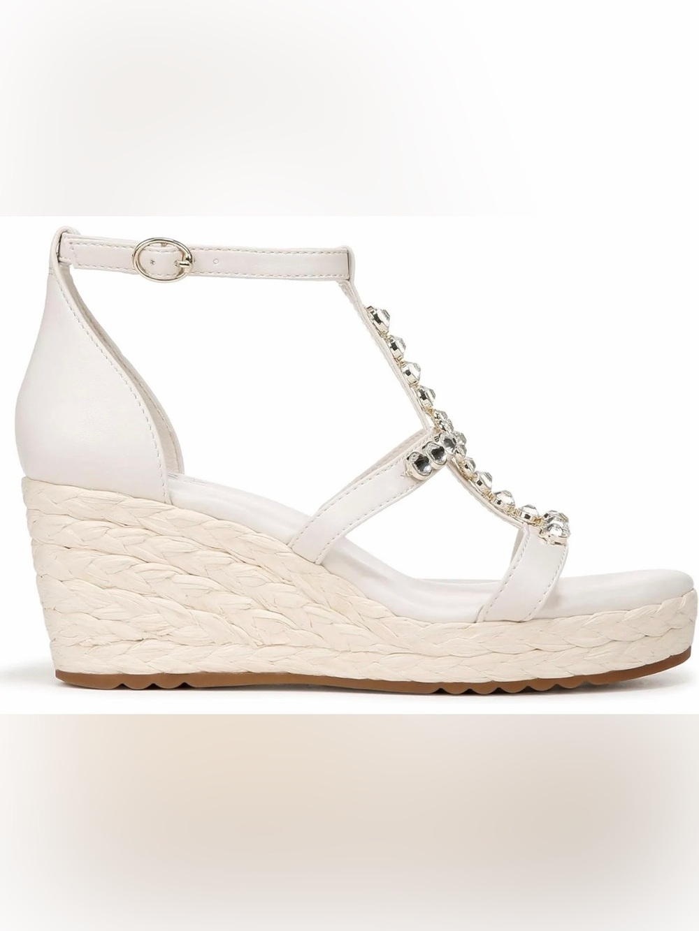 Naturalizer Serena Warm White Embellished Wedge Sandals 9W $50